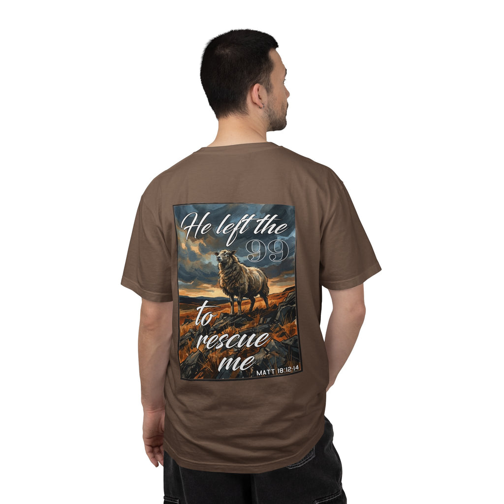 Christian Shepherd T-Shirt — "He Left the 99 to Rescue Me" Graphic Tee