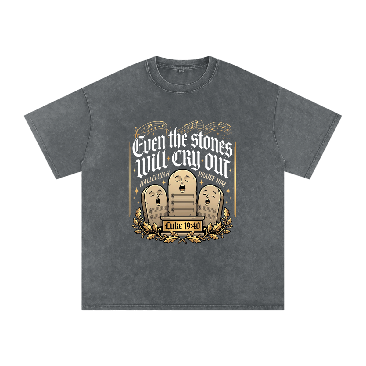 Stones Snow Washed Oversized Cotton T-Shirt