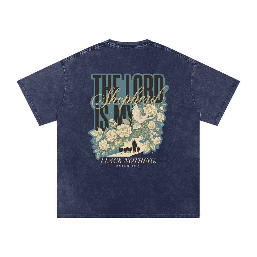 The Lord is my Shepherd Snow Washed Oversized Cotton T-Shirt