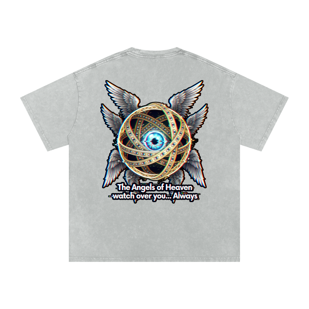 Angel Snow Washed Oversized Cotton T-Shirt