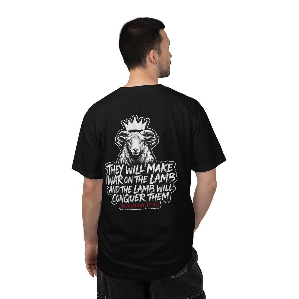 Christian Lamb Graphic T-Shirt — "They Will Make War on the Lamb" Back Design
