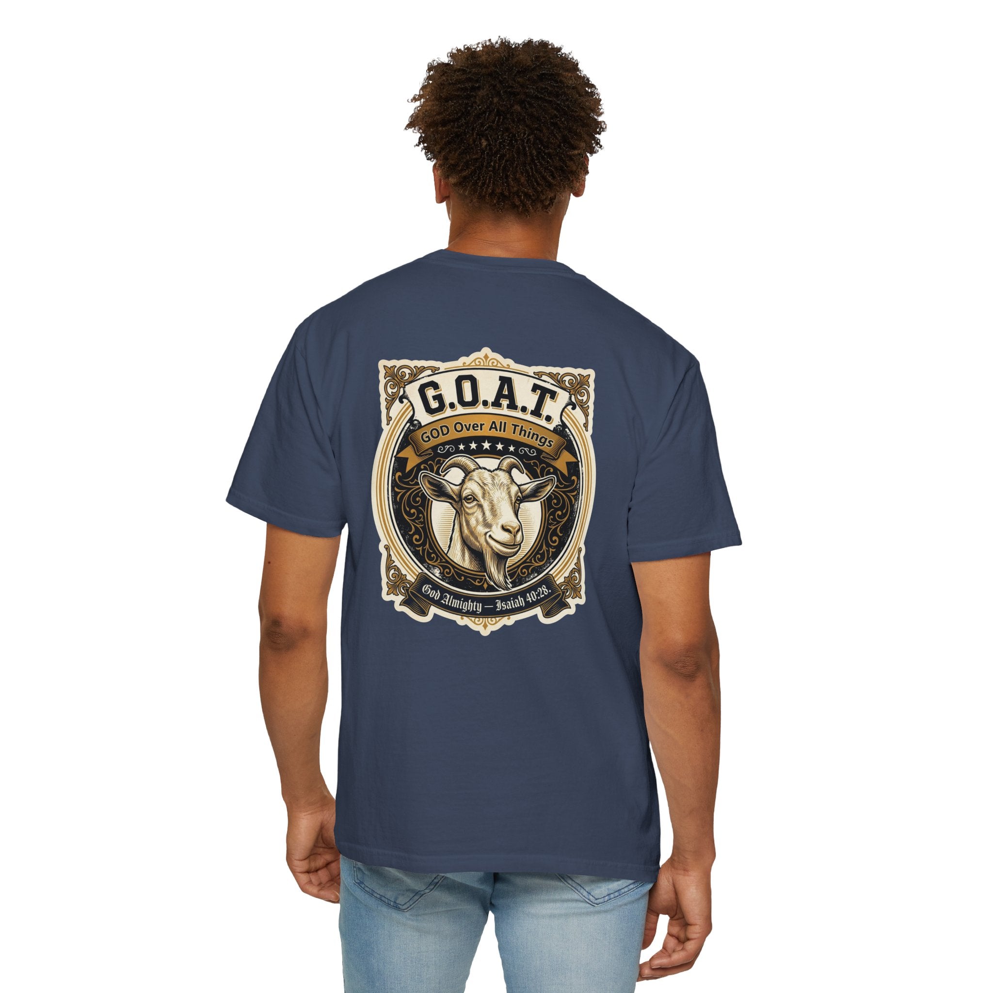 GOAT Graphic T-Shirt — Vintage Three Crosses & Goat Emblem