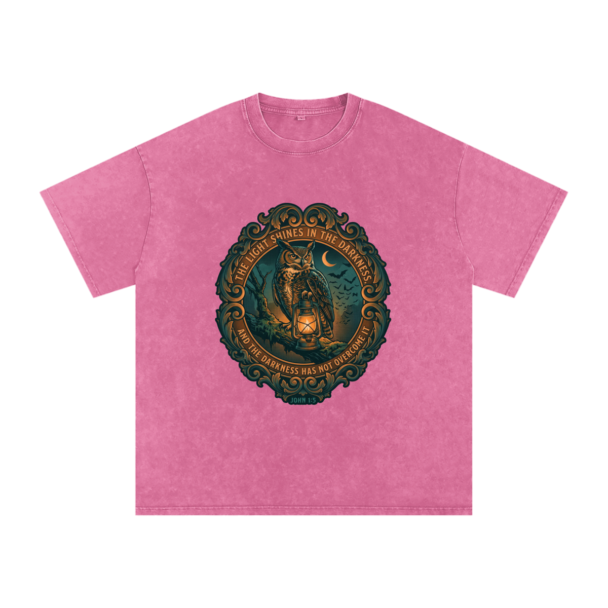 Owl Snow Washed Oversized Cotton T-Shirt