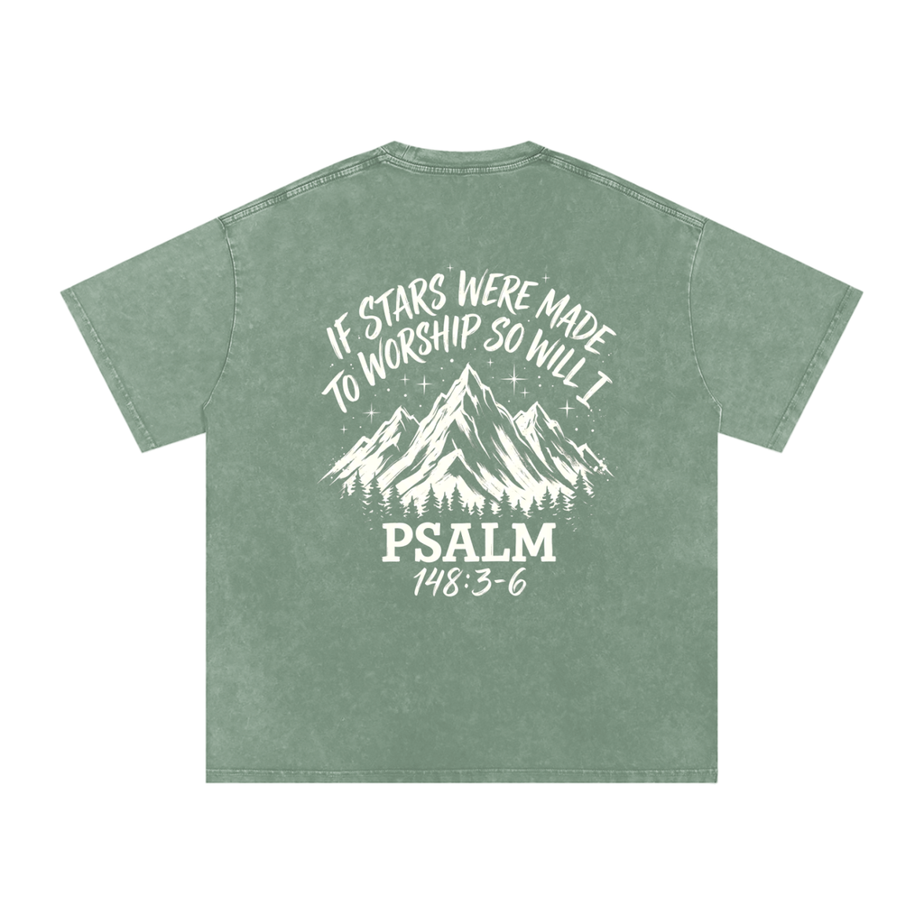 Move Mountains Snow Washed Oversized Cotton T-Shirt