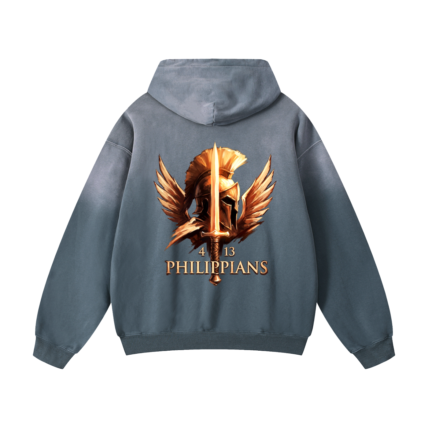 Philippians Helmet and Sword - Heavyweight Sunfade Oversized Hoodie -