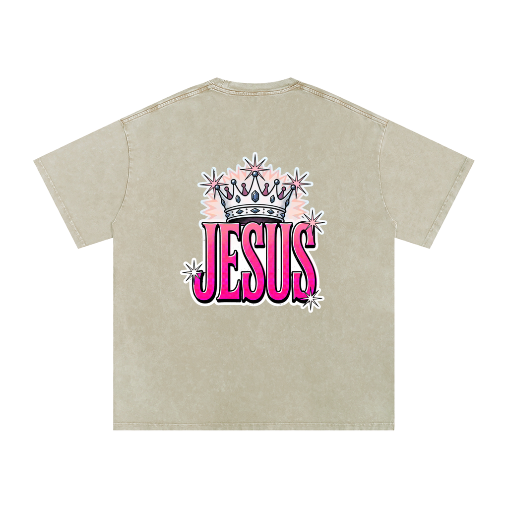 Jesus Snow Washed Oversized Cotton T-Shirt