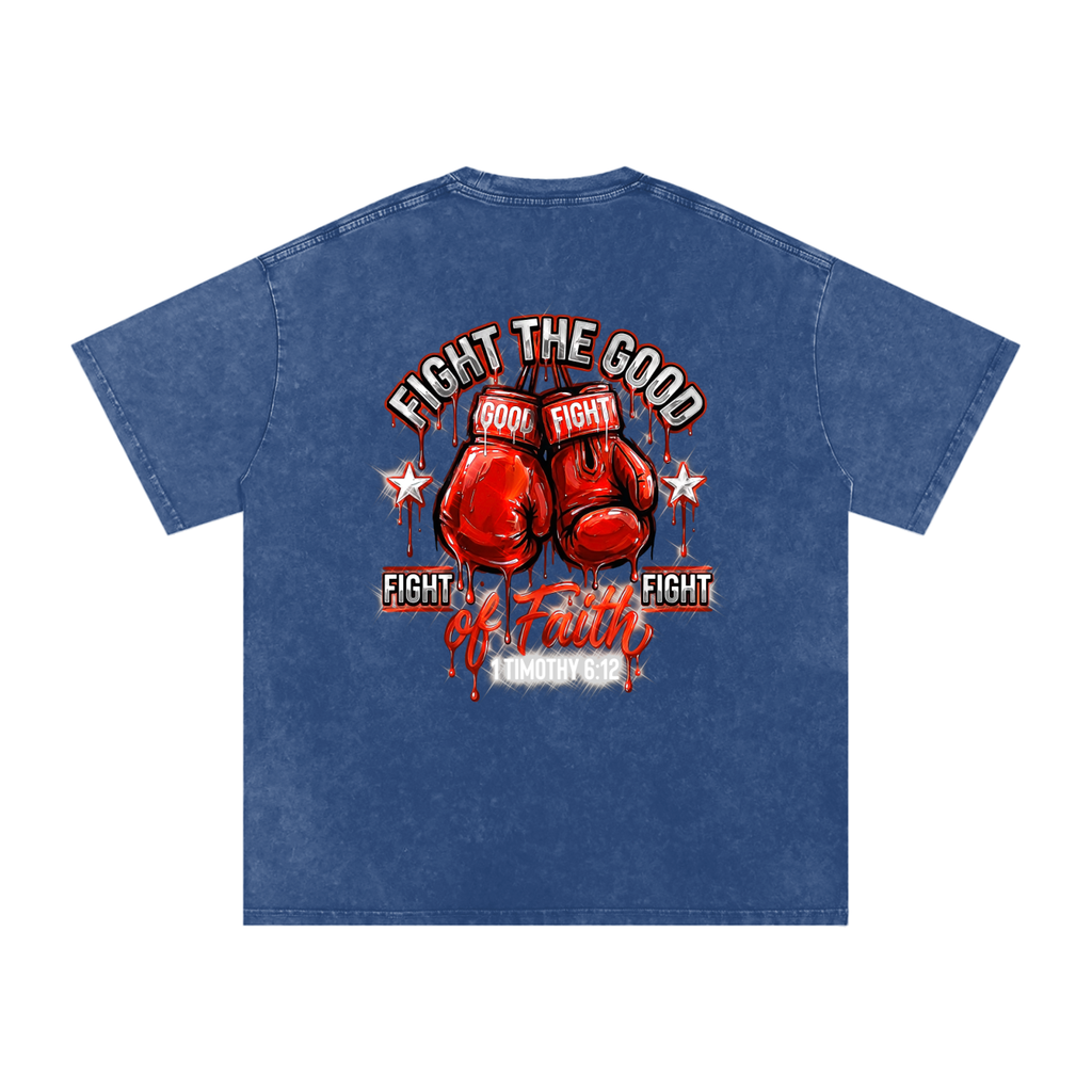 Fight the good fight Snow Washed Oversized Cotton T-Shirt