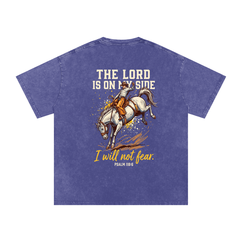 Lord is on my side Snow Washed Oversized Cotton T-Shirt