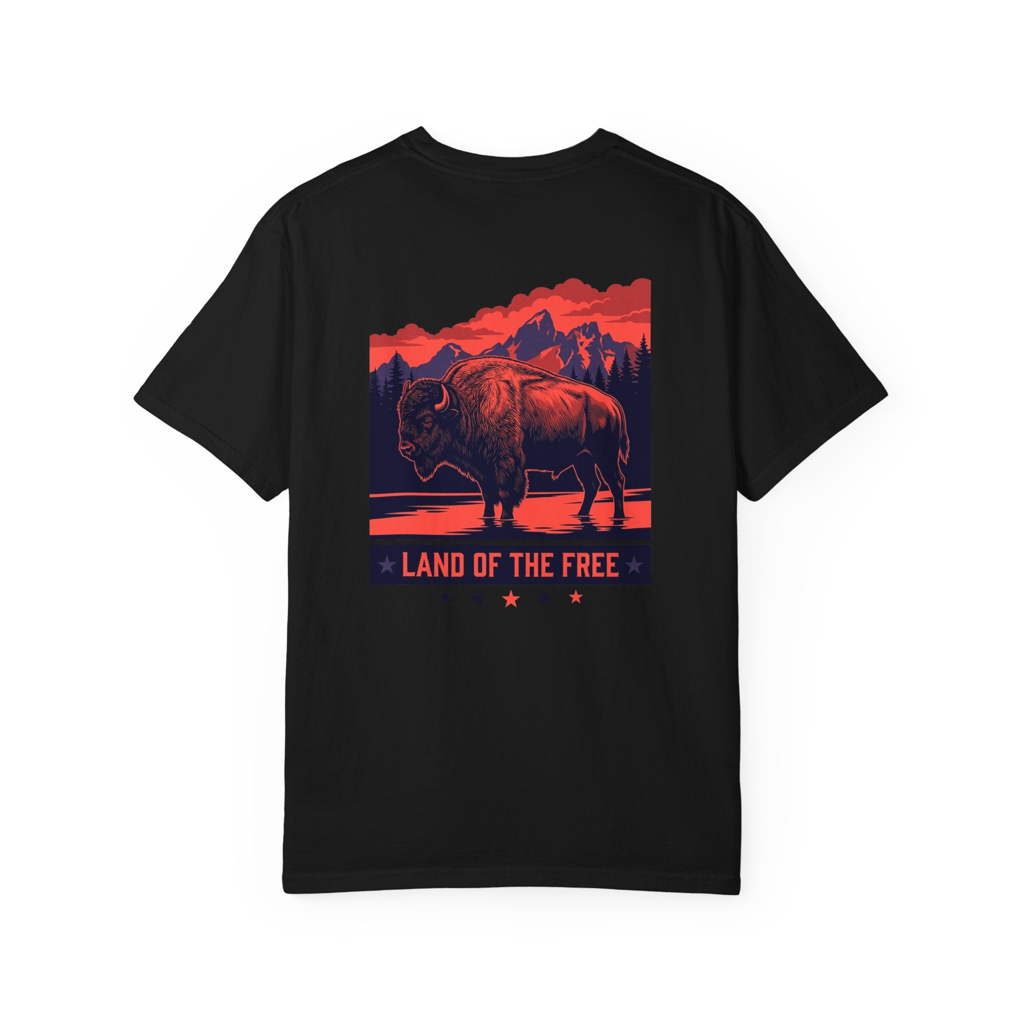 Americana Buffalo Tee — "Land of the Free" Garment-Dyed T-Shirt