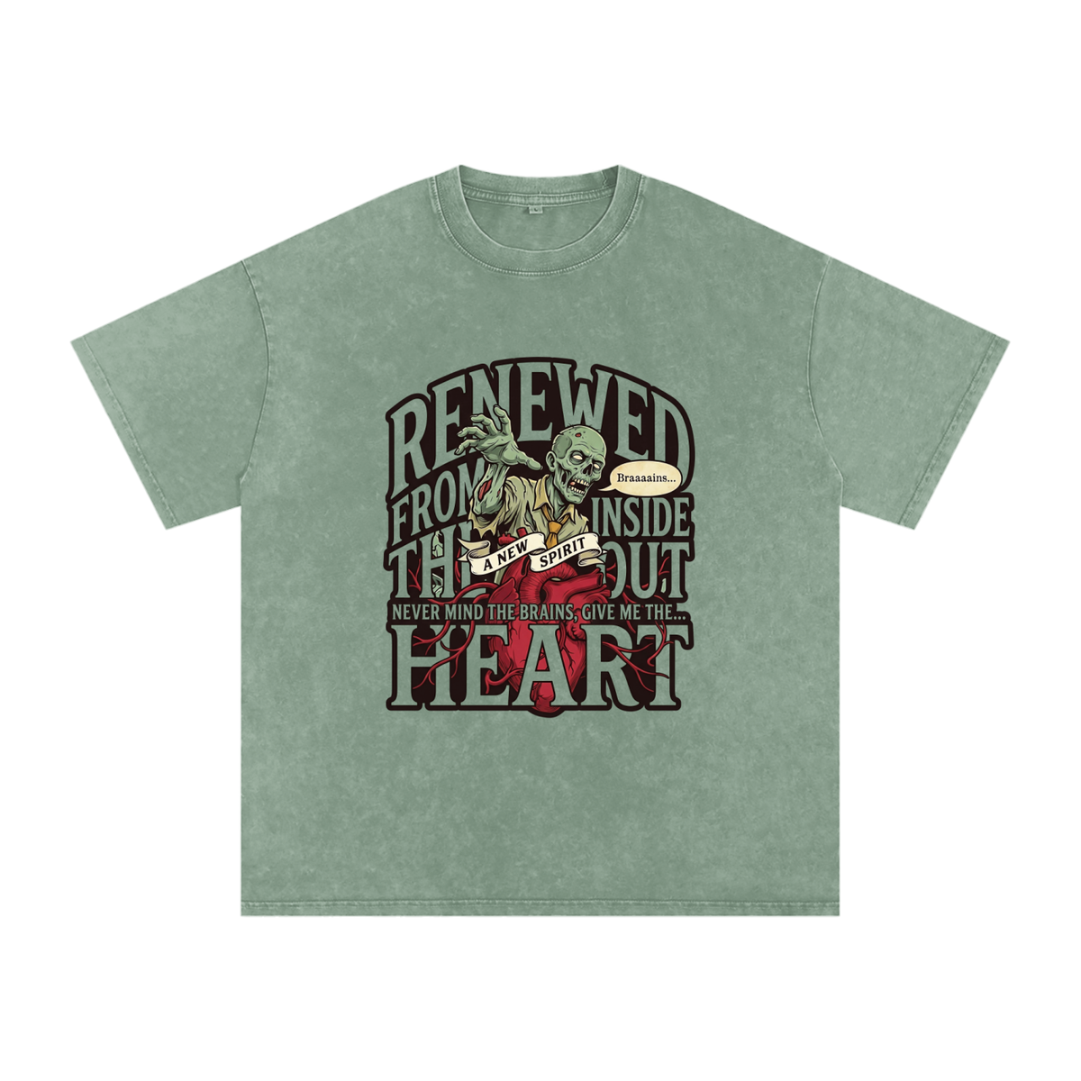 Zombie Snow Washed Oversized Cotton T-Shirt