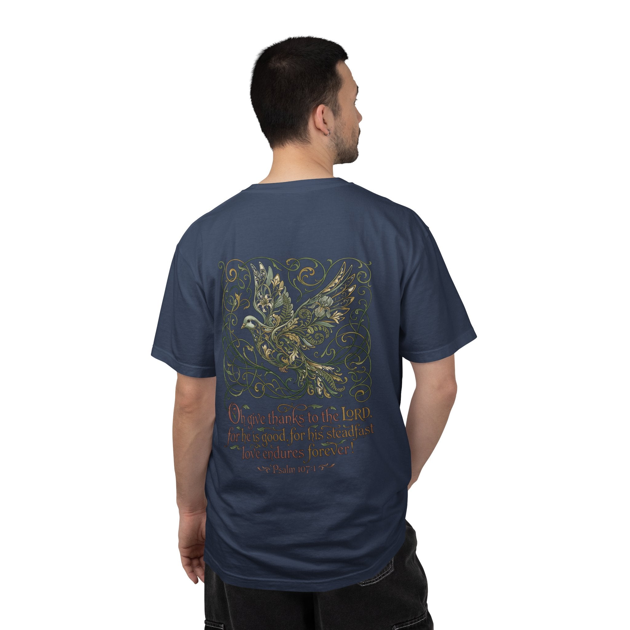 Christian Cross T-Shirt — ‘Give Thanks to the Lord’ Dove Graphic Tee