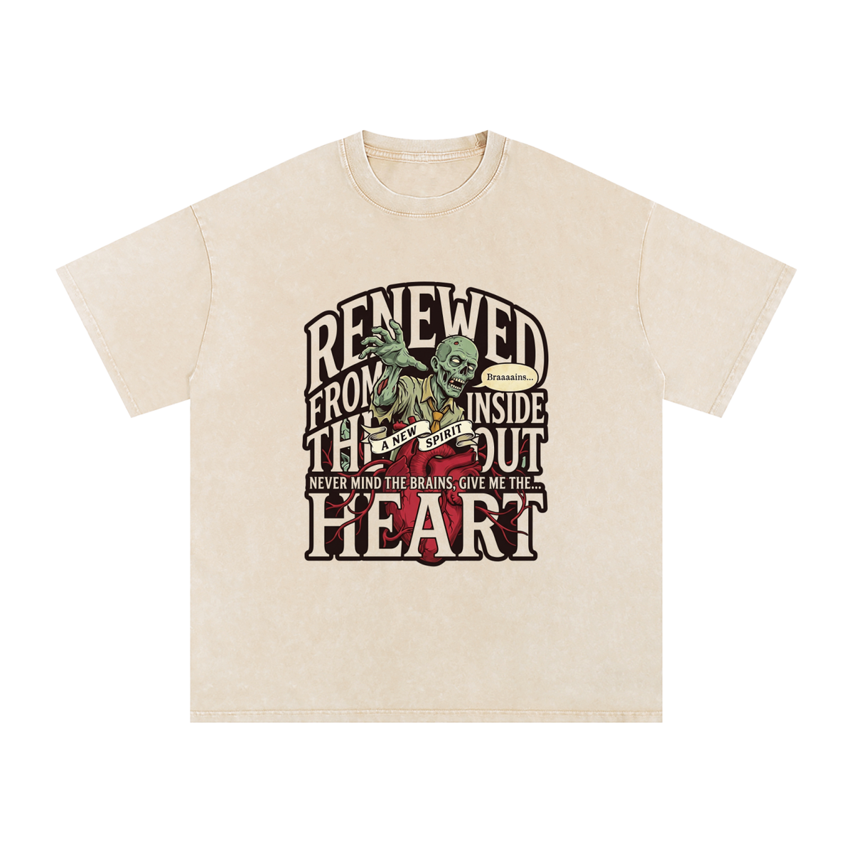 Zombie Snow Washed Oversized Cotton T-Shirt
