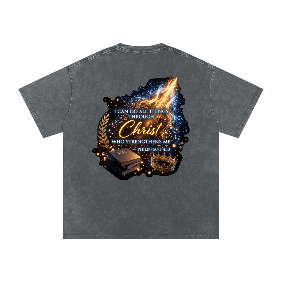 Through Christ Snow Washed Oversized Cotton T-Shirt