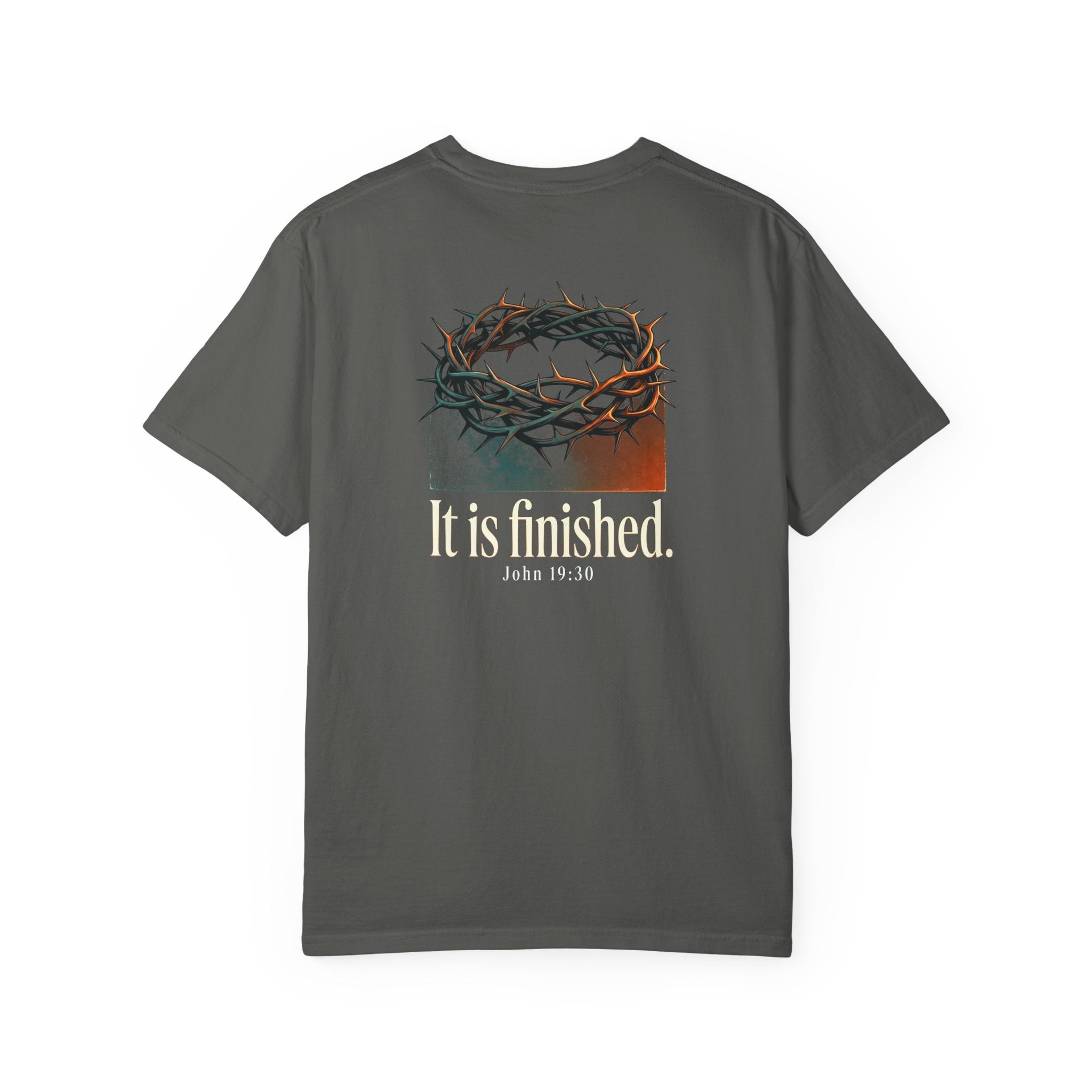 Christian T-Shirt — 'It Is Finished' Crown of Thorns Tee (John 19:30)