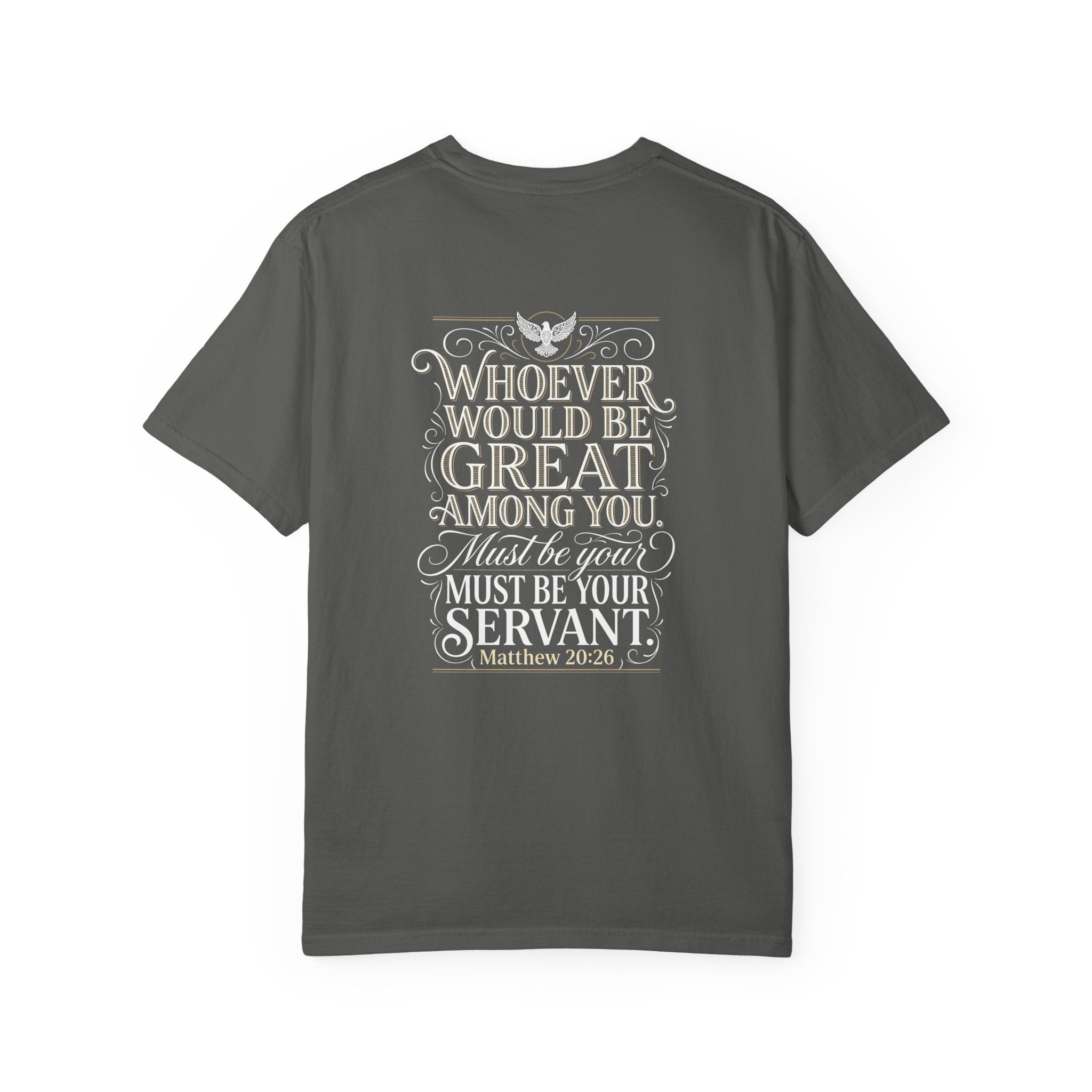 Christian Cross T‑Shirt — "Whoever Would Be Great Among You" Scripture Tee