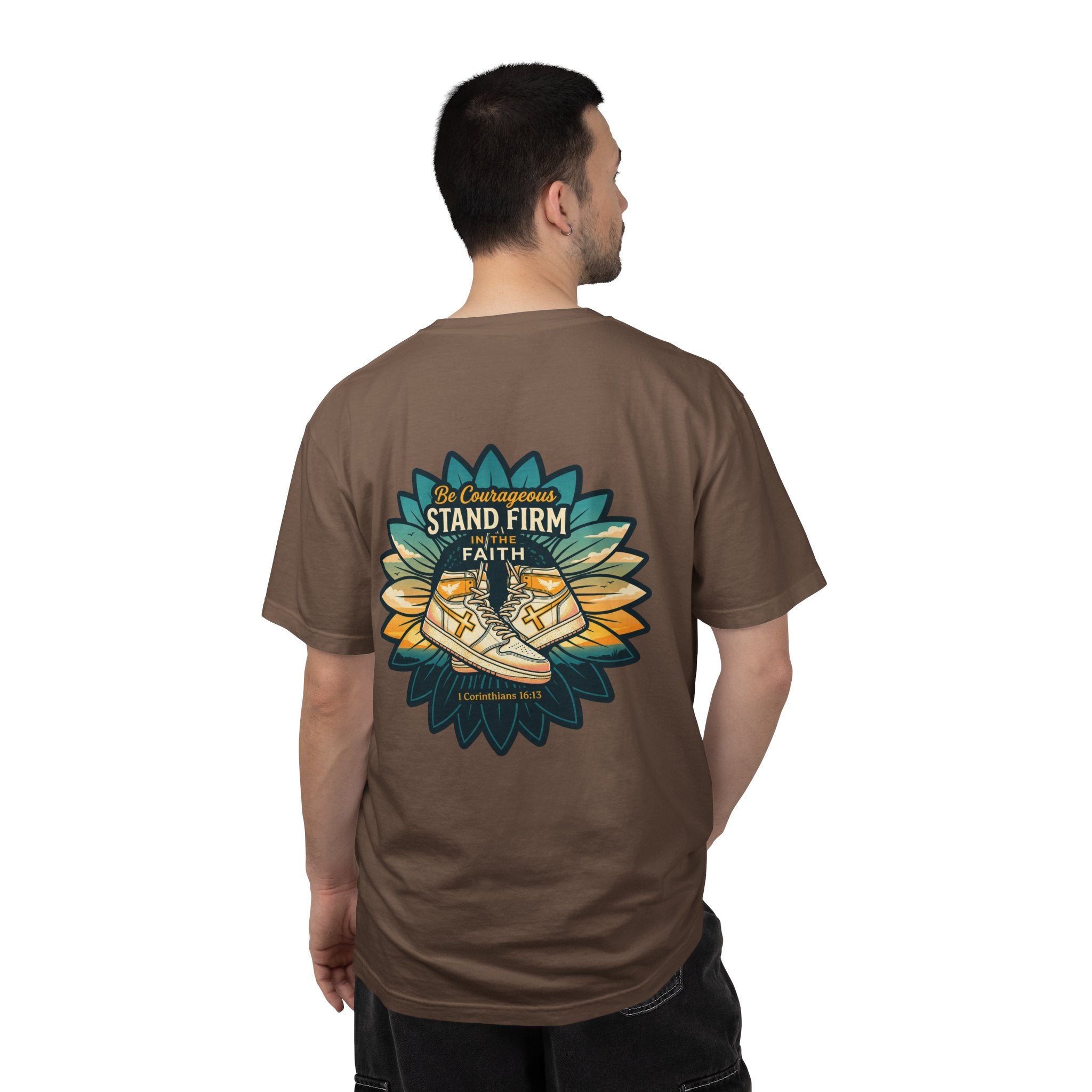 Faith Cross T‑Shirt — "Be Courageous, Stand Firm" Graphic Tee