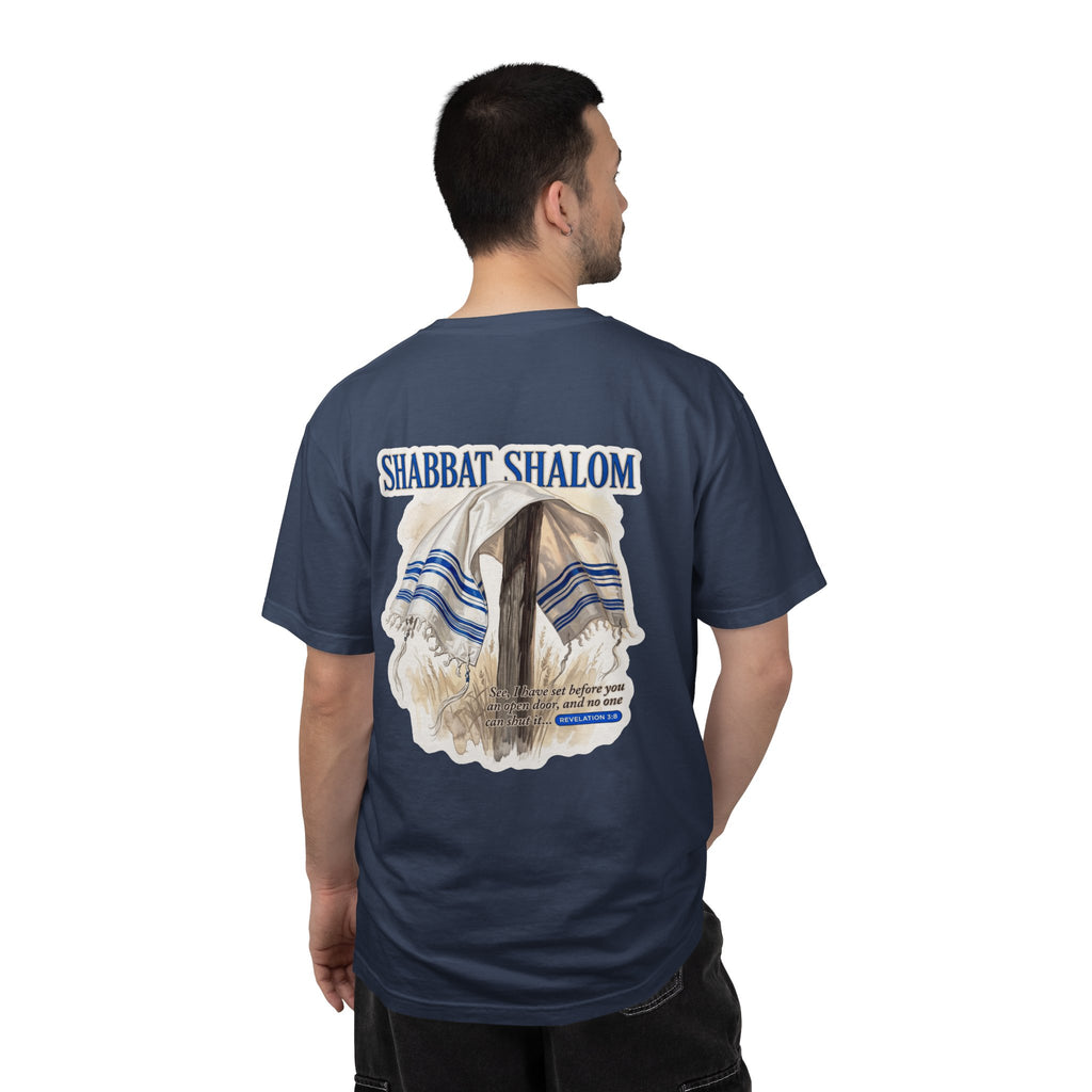 Shabbat Shalom T-Shirt — Jewish Prayer Shawl (Tallit) Graphic Tee