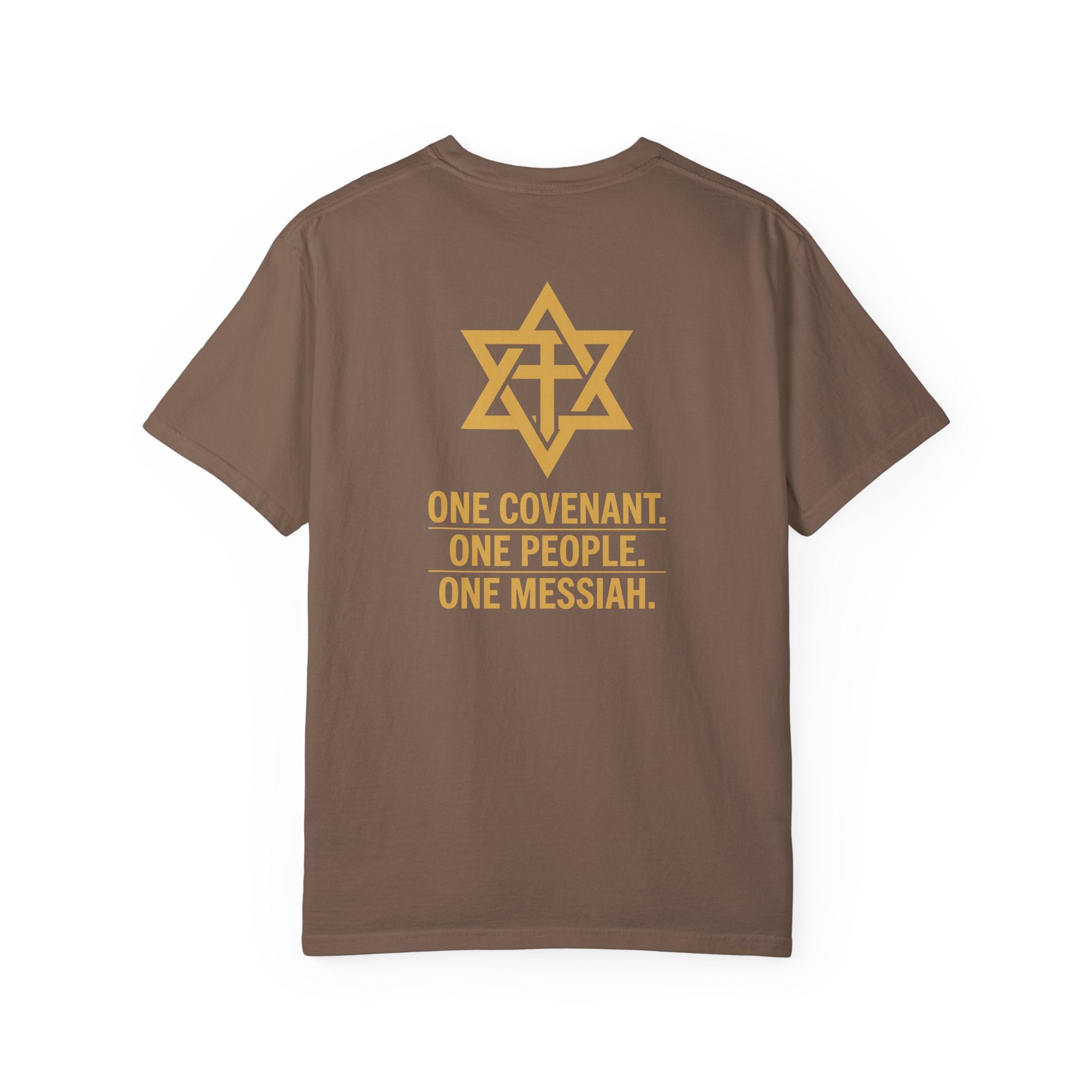 One Covenant One People One Messiah T-Shirt — Interfaith Star & Cross Design