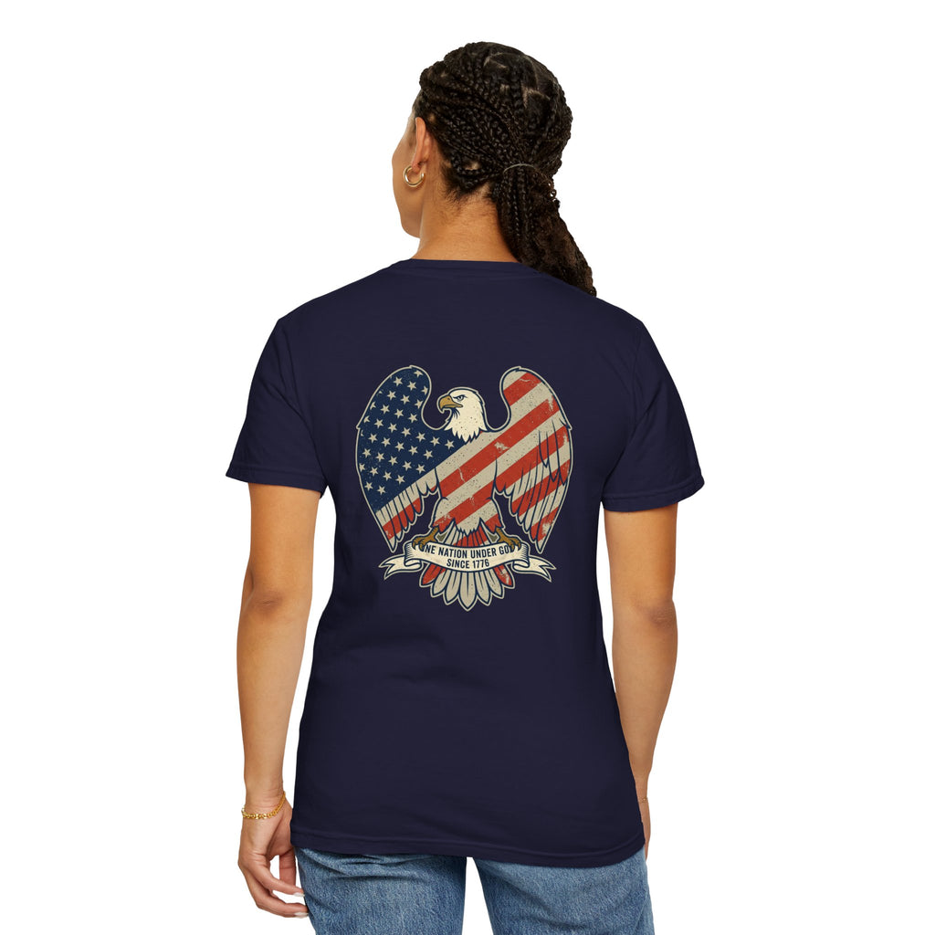 Patriotic Eagle T-Shirt — 'America' Vintage Flag Graphic