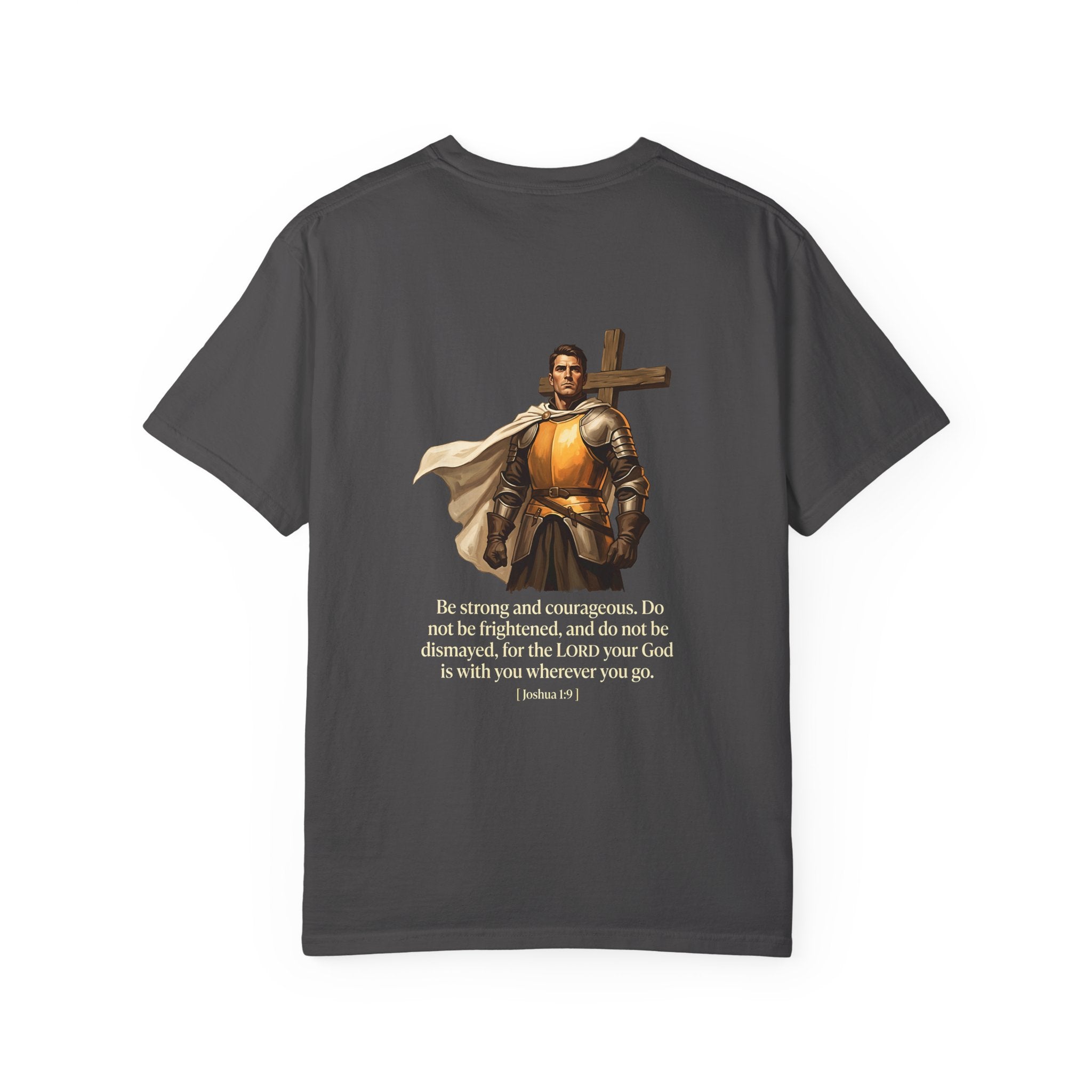 Christian T-Shirt — Joshua 1:9 Cross Knight Graphic Tee