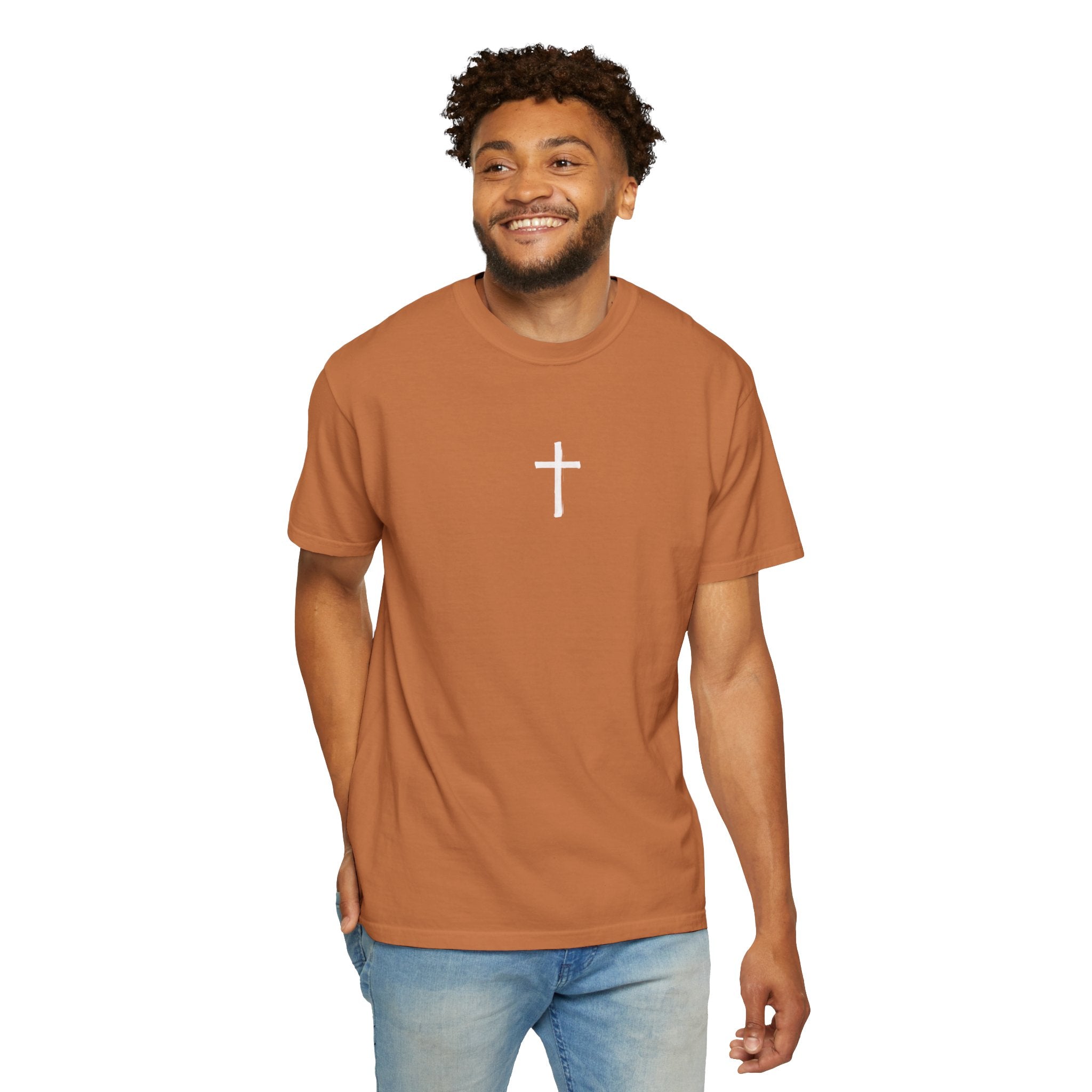 Christian T-Shirt — 'Look, I see heaven open and the Son of Man' Garment-Dyed Tee
