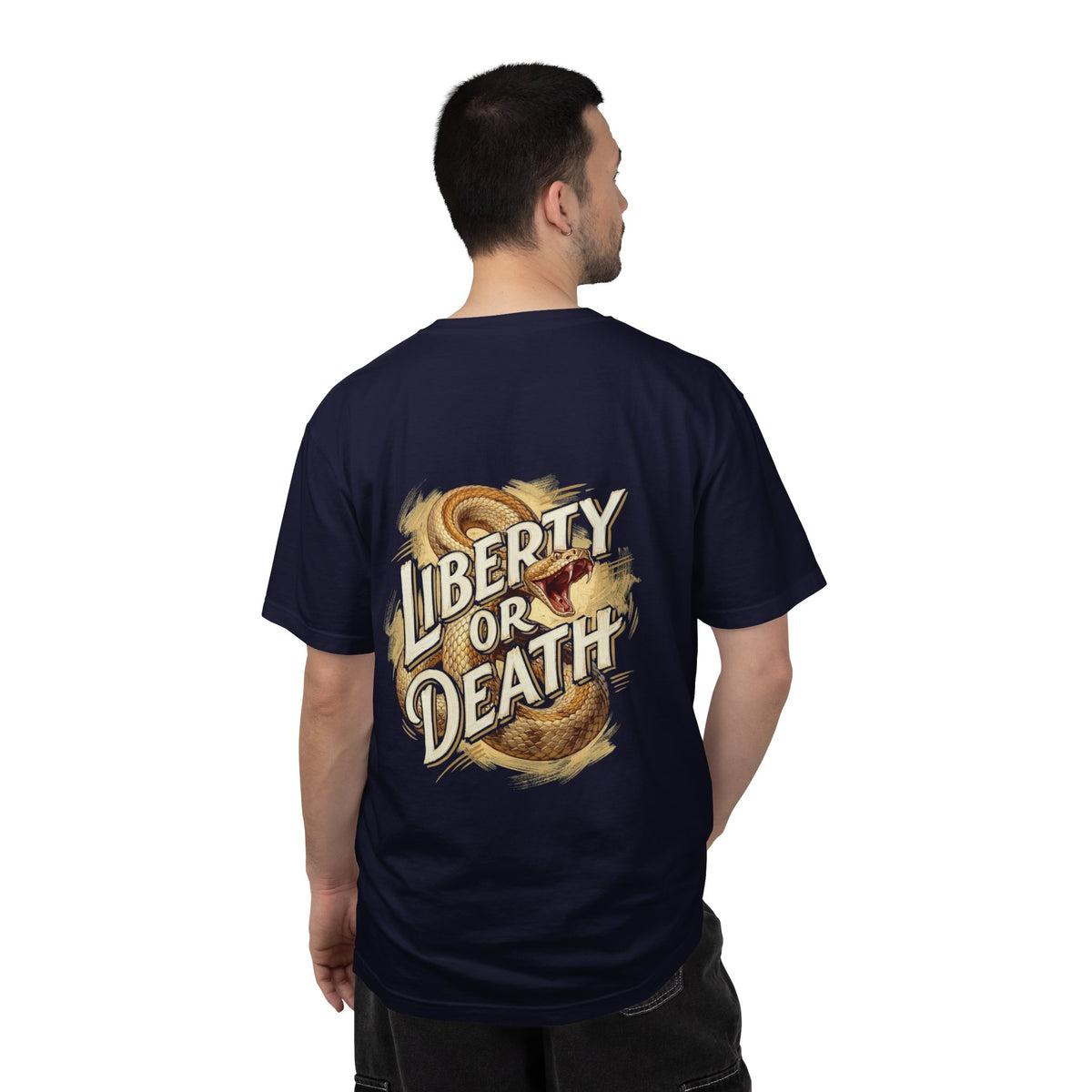 Liberty or Death T-Shirt — America Graphic Tee with Coiled Rattlesnake