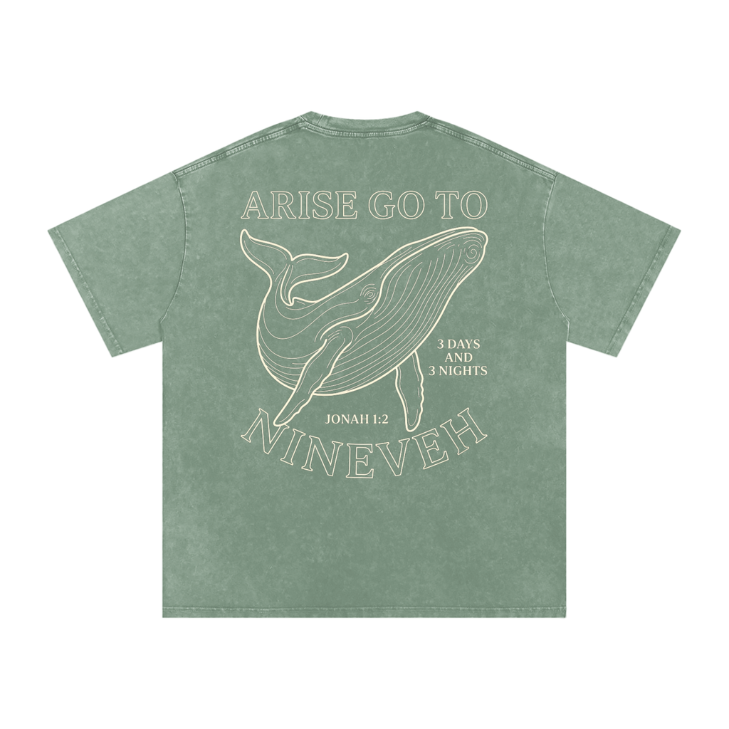 Whale Snow Washed Oversized Cotton T-Shirt