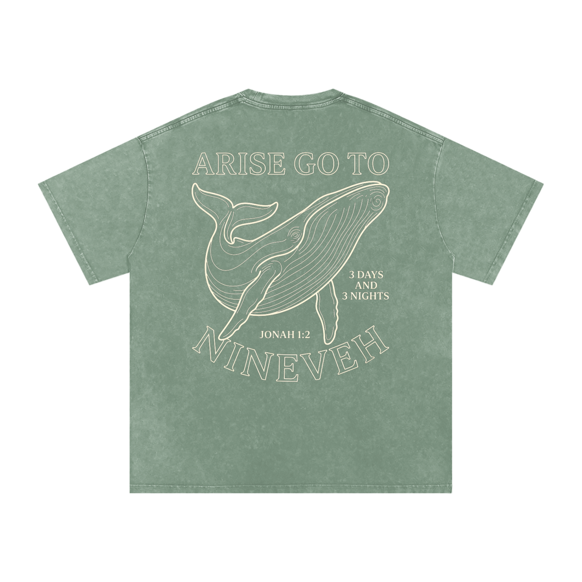 Whale Snow Washed Oversized Cotton T-Shirt