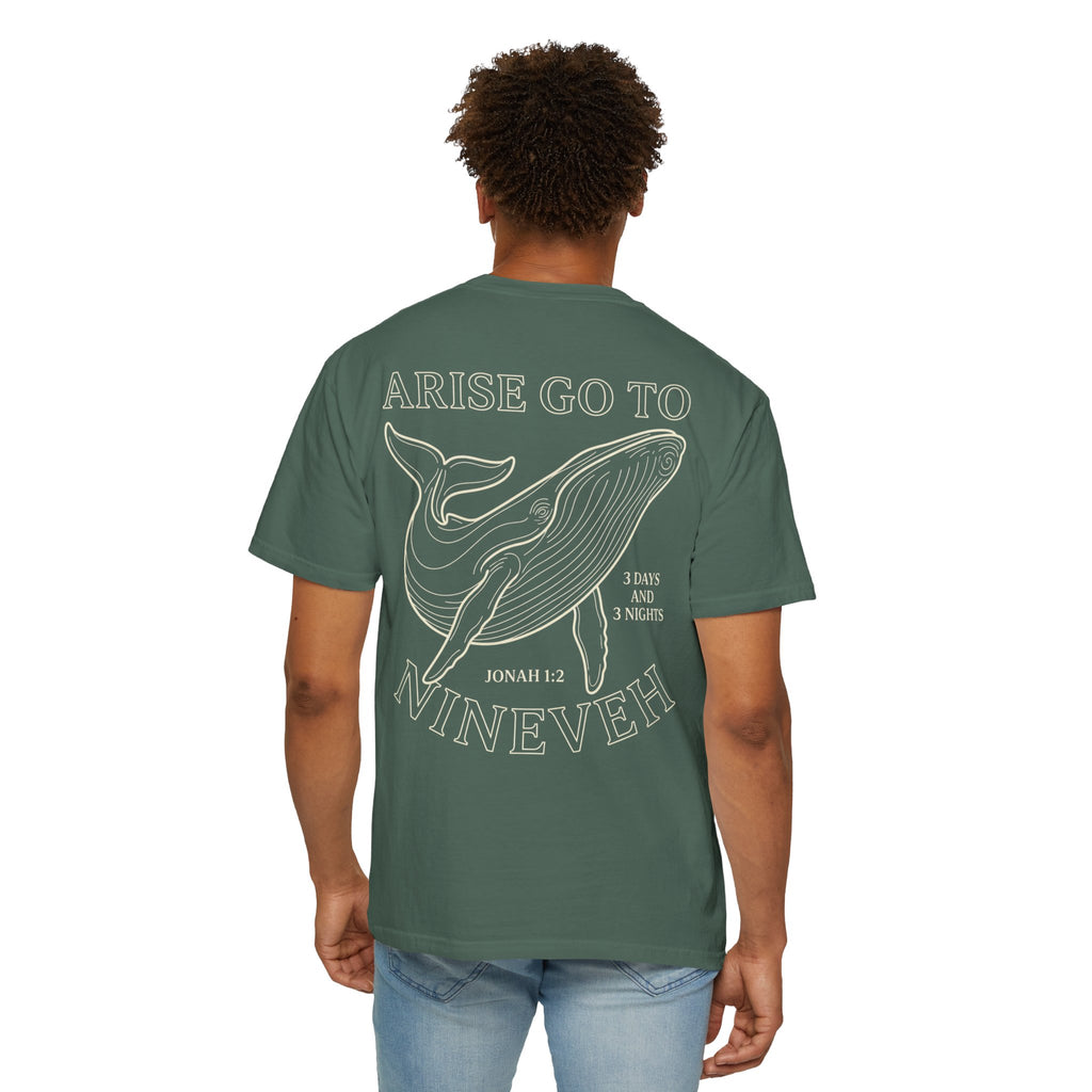 Jonah Whale T‑Shirt — "Arise Go to Nineveh" Christian Graphic Tee