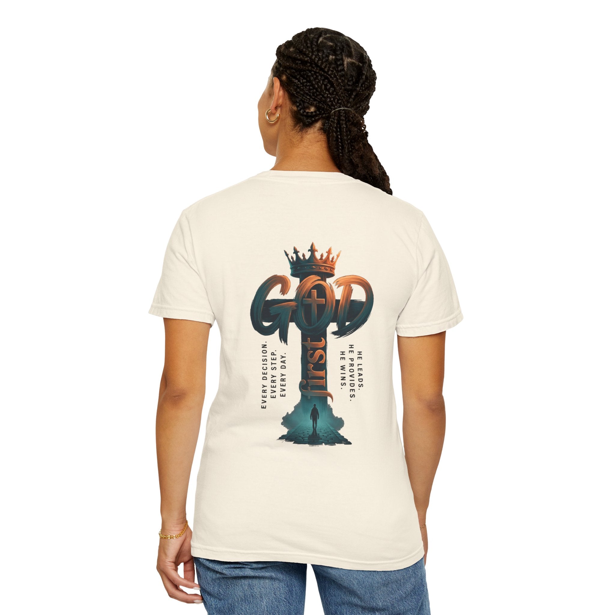 Christian Cross T-Shirt — 'God Is King' Back Graphic Tee