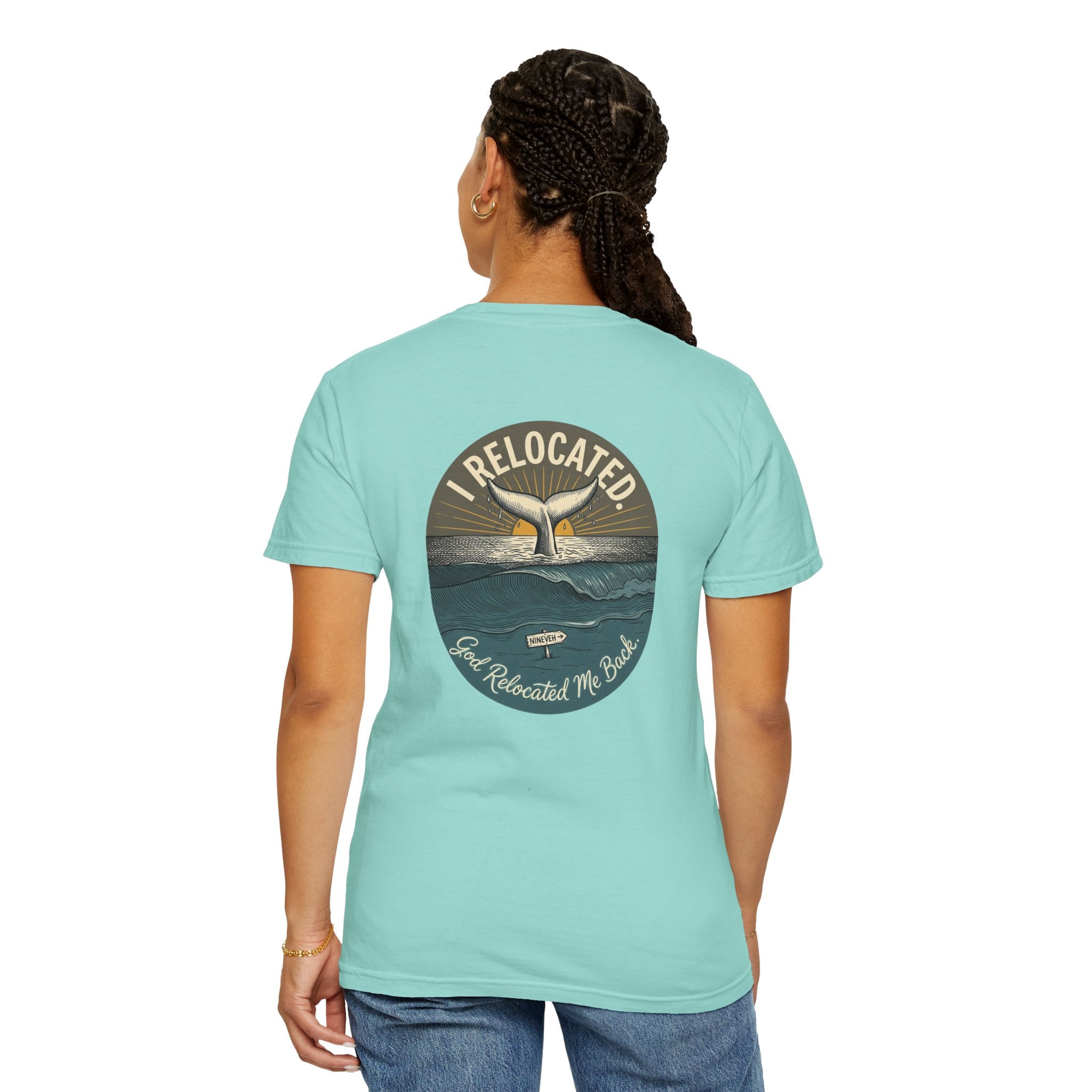 Relocated Whale Tail T-Shirt — “I Relocated” Retro Ocean Graphic Tee