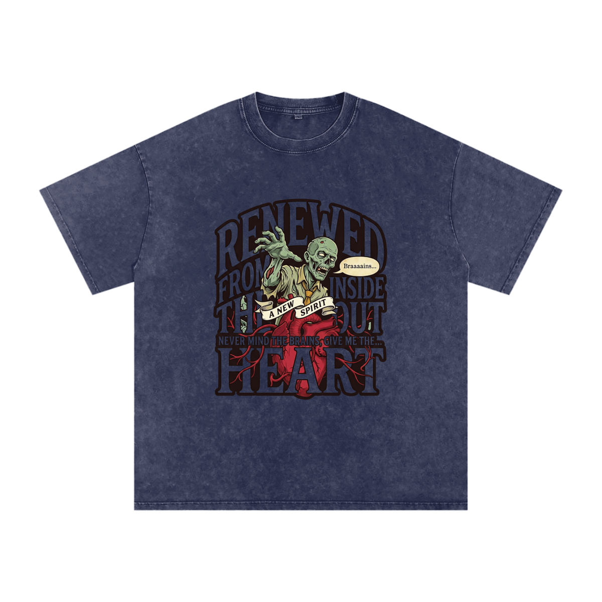 Zombie Snow Washed Oversized Cotton T-Shirt