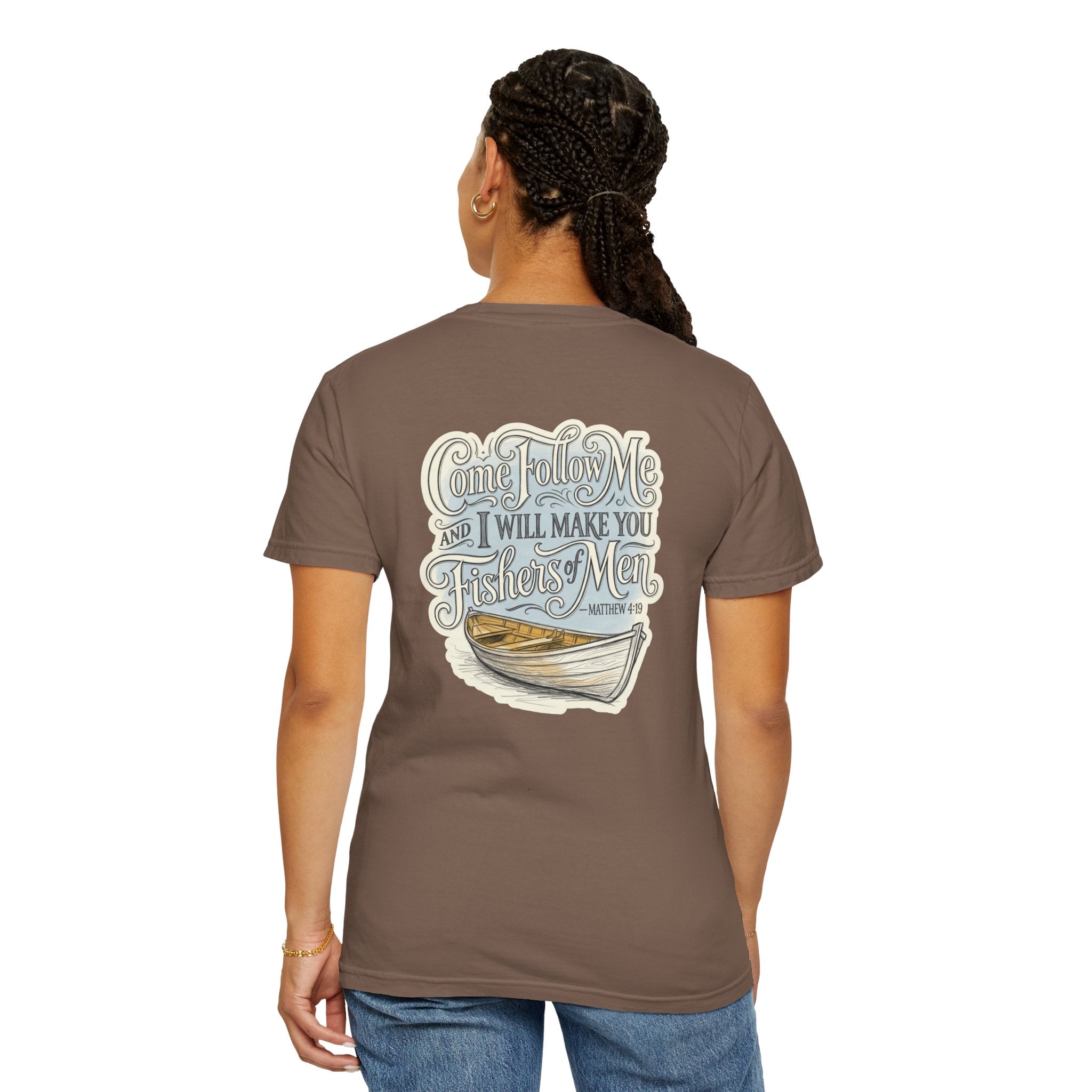 Faith Cross T‑Shirt — “Come Follow Me I Will Make You Fishers of Men” Graphic Tee