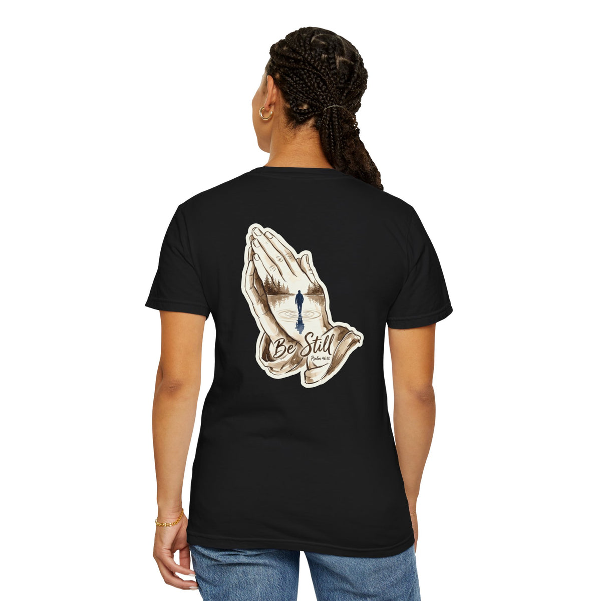 Be Still Prayer T-Shirt — Christian Faith Graphic Tee with Crosses