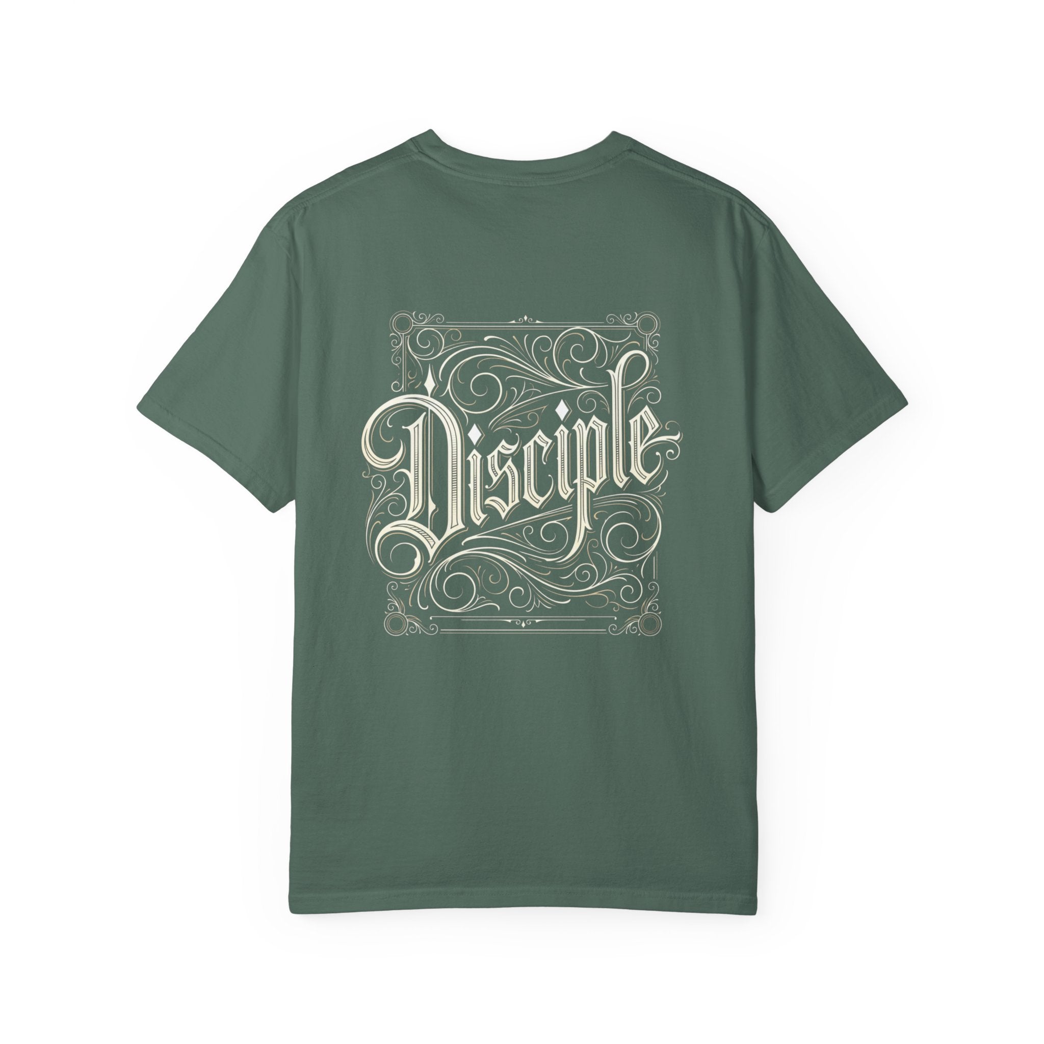 Disciple Cross T‑Shirt — Vintage Script Back Graphic Christian Tee