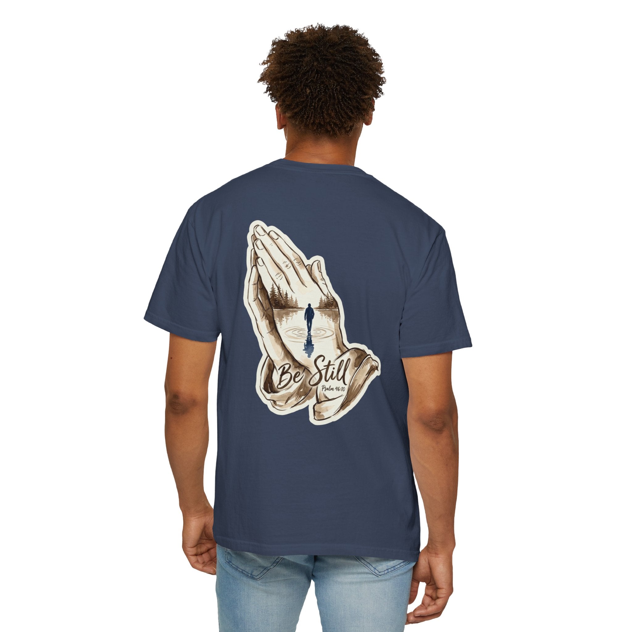 Be Still Prayer T-Shirt — Christian Faith Graphic Tee with Crosses
