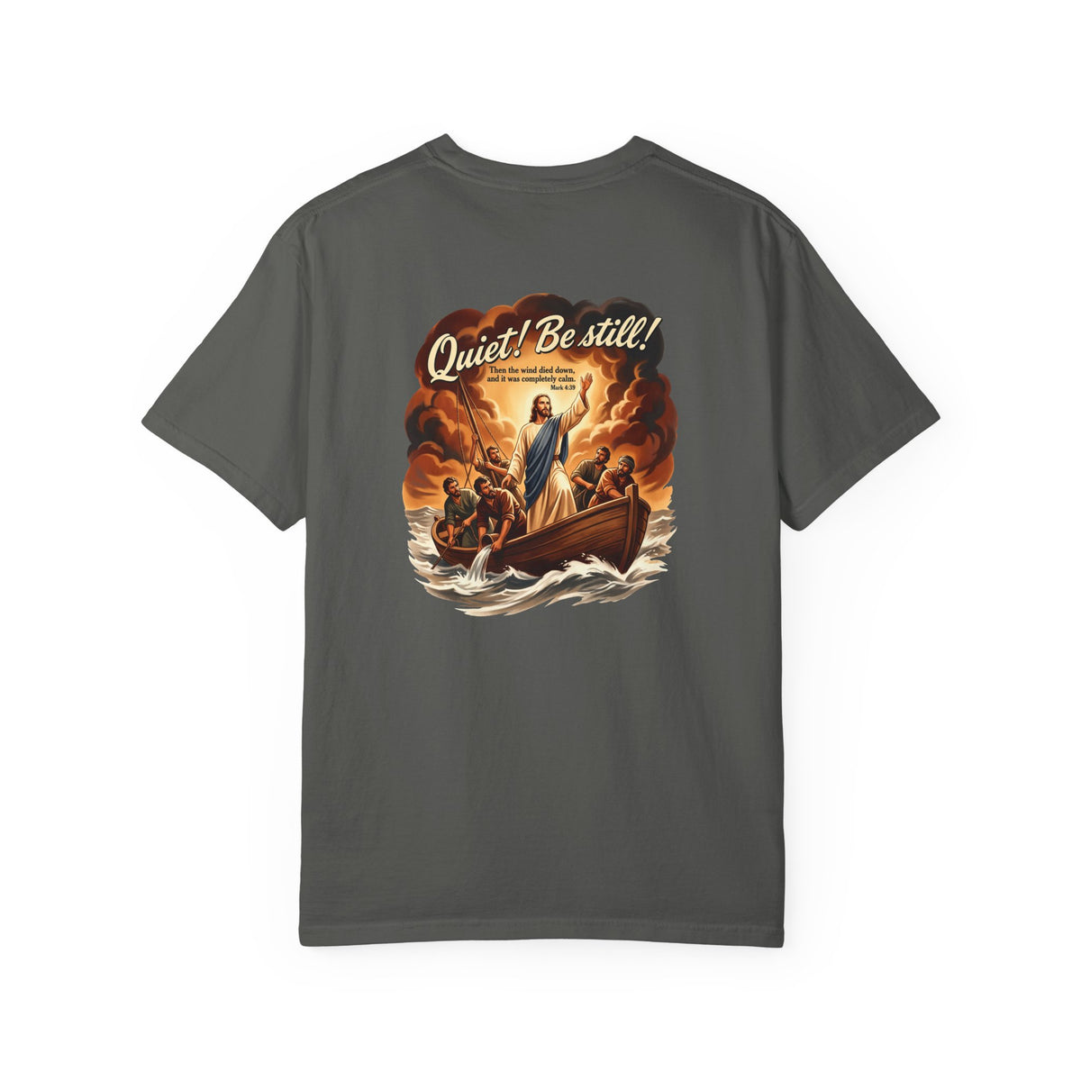 Christian Cross Graphic T-Shirt – “Quiet! Be Still”