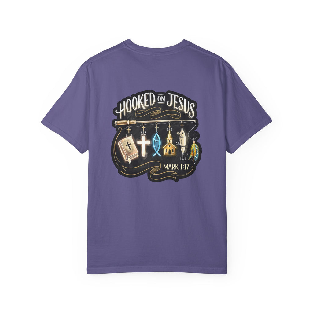 Hooked on Jesus T-Shirt — Christian Faith Graphic Tee (Mark 1:17)