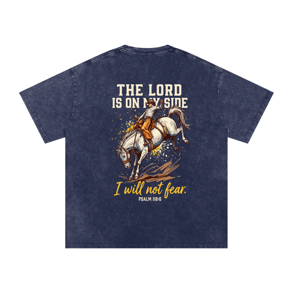 Lord is on my side Snow Washed Oversized Cotton T-Shirt