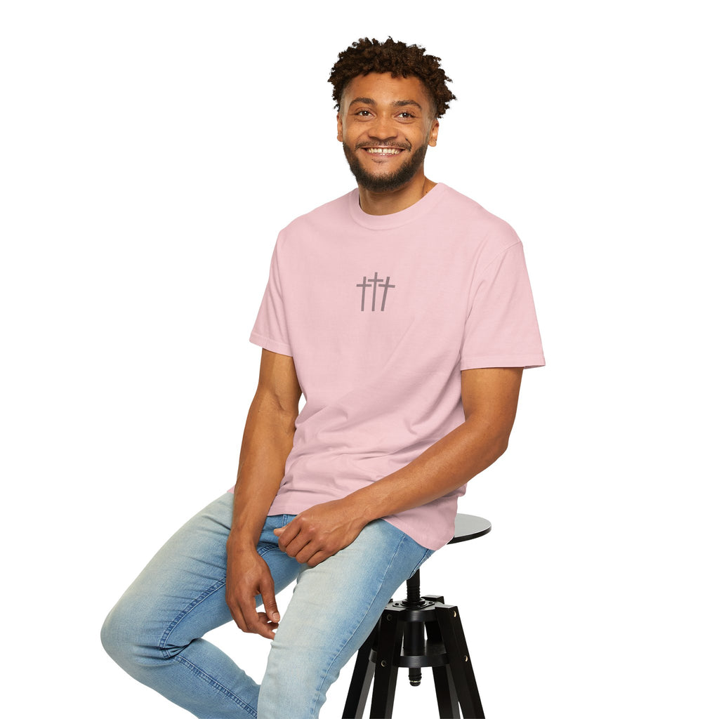 Faith Floral T-Shirt — Three Crosses Front with ‘Blessed are the Peacemakers’ Floral Back
