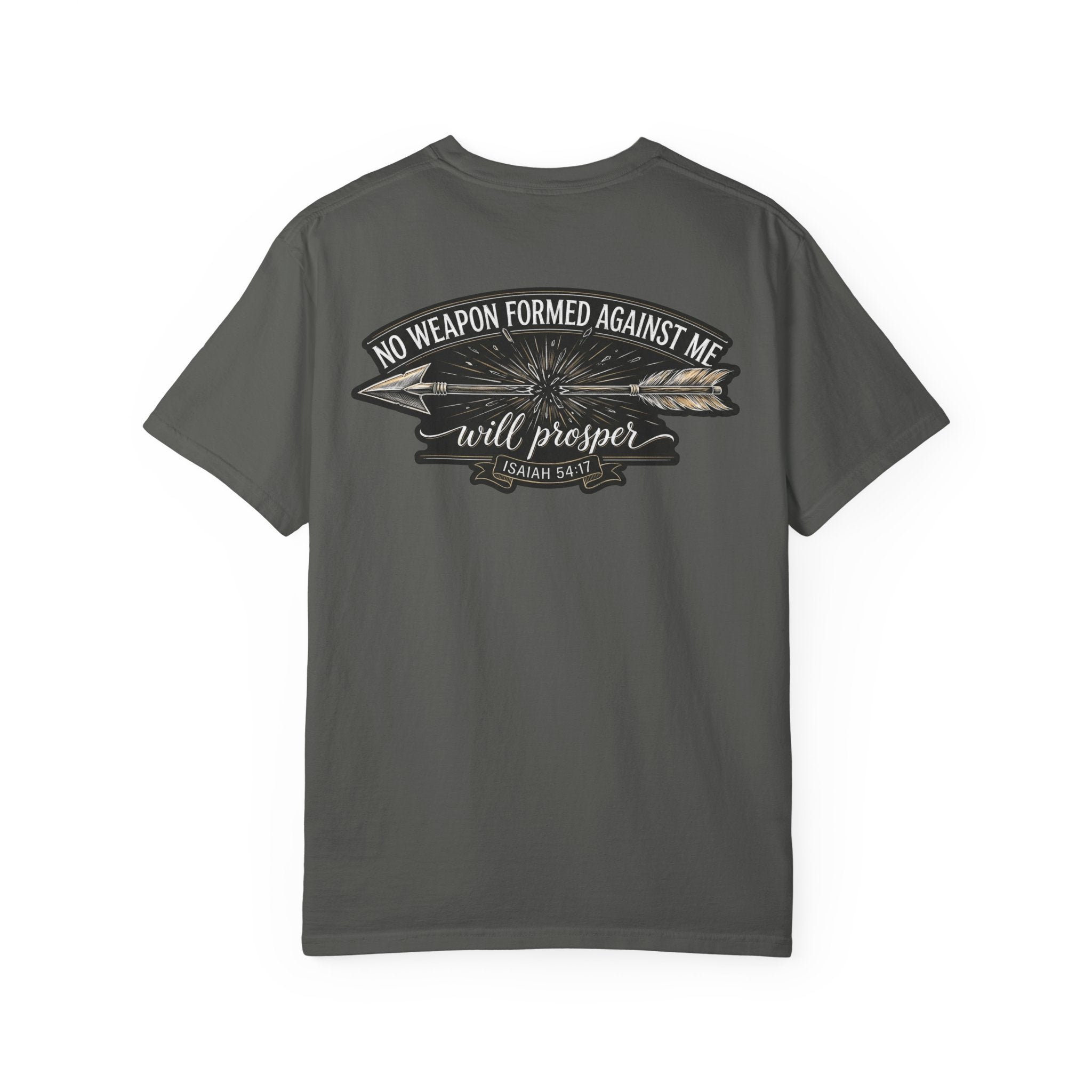Christian Cross T-Shirt — "No Weapon Formed Against Me Will Prosper" Inspirational Tee