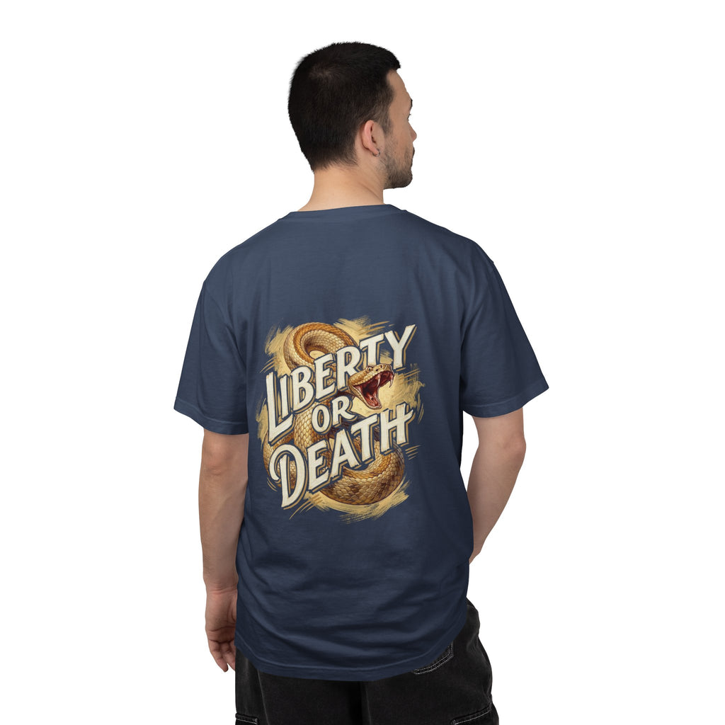 Liberty or Death T-Shirt — America Graphic Tee with Coiled Rattlesnake