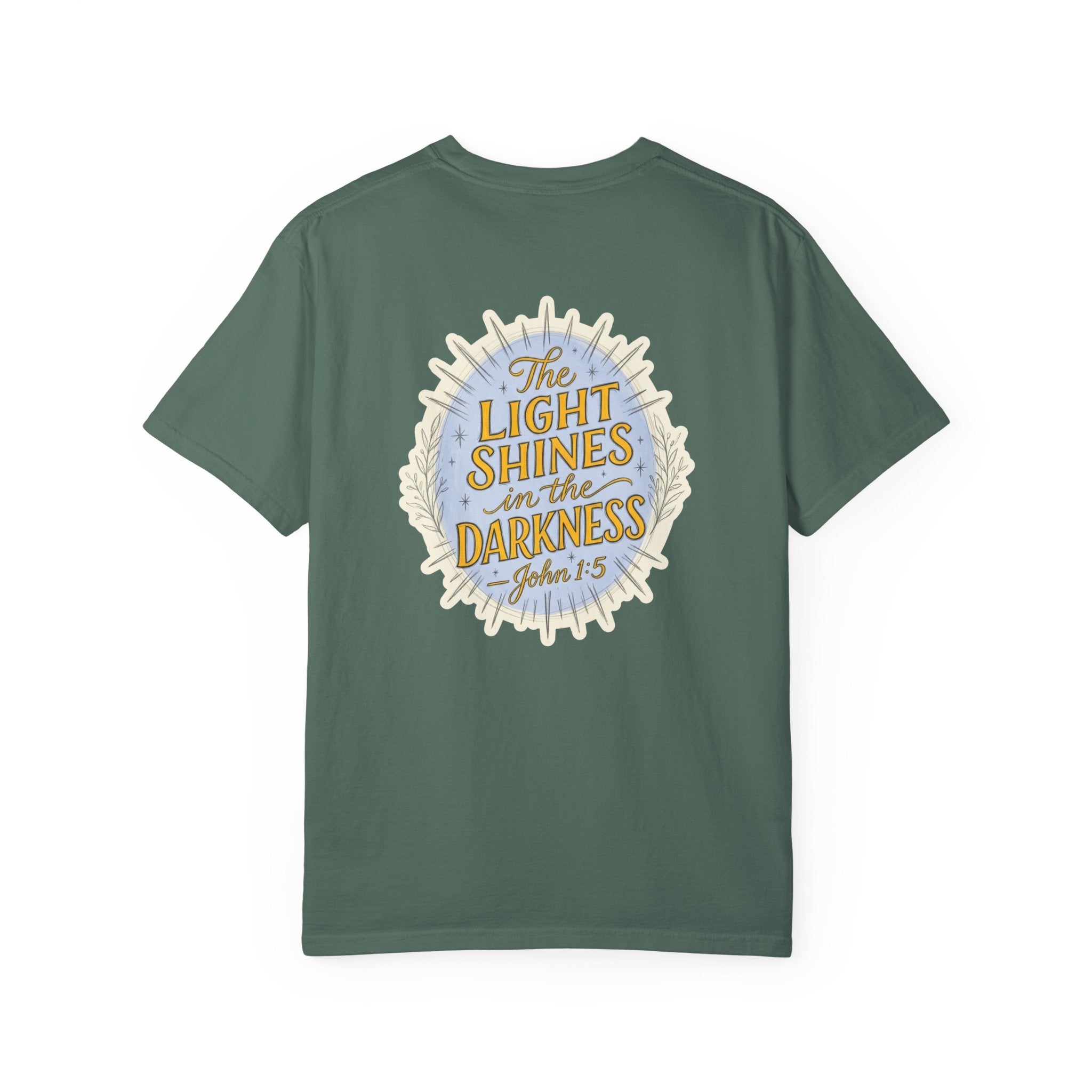 Christian T-Shirt — “The Light Shines in the Darkness” Faith Tee