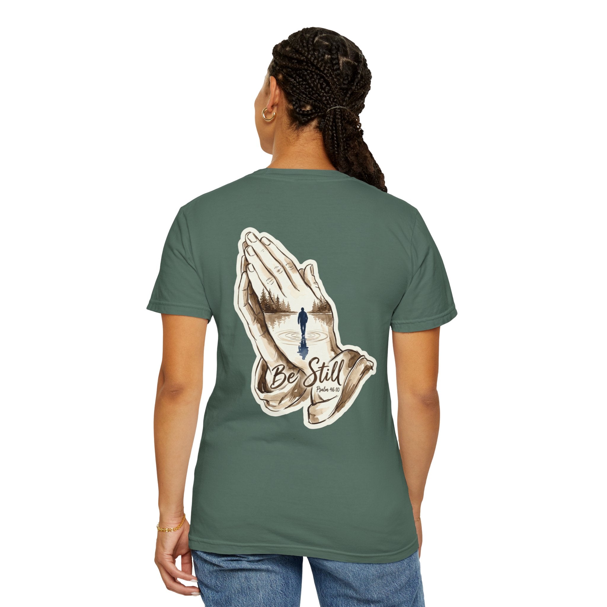 Be Still Prayer T-Shirt — Christian Faith Graphic Tee with Crosses