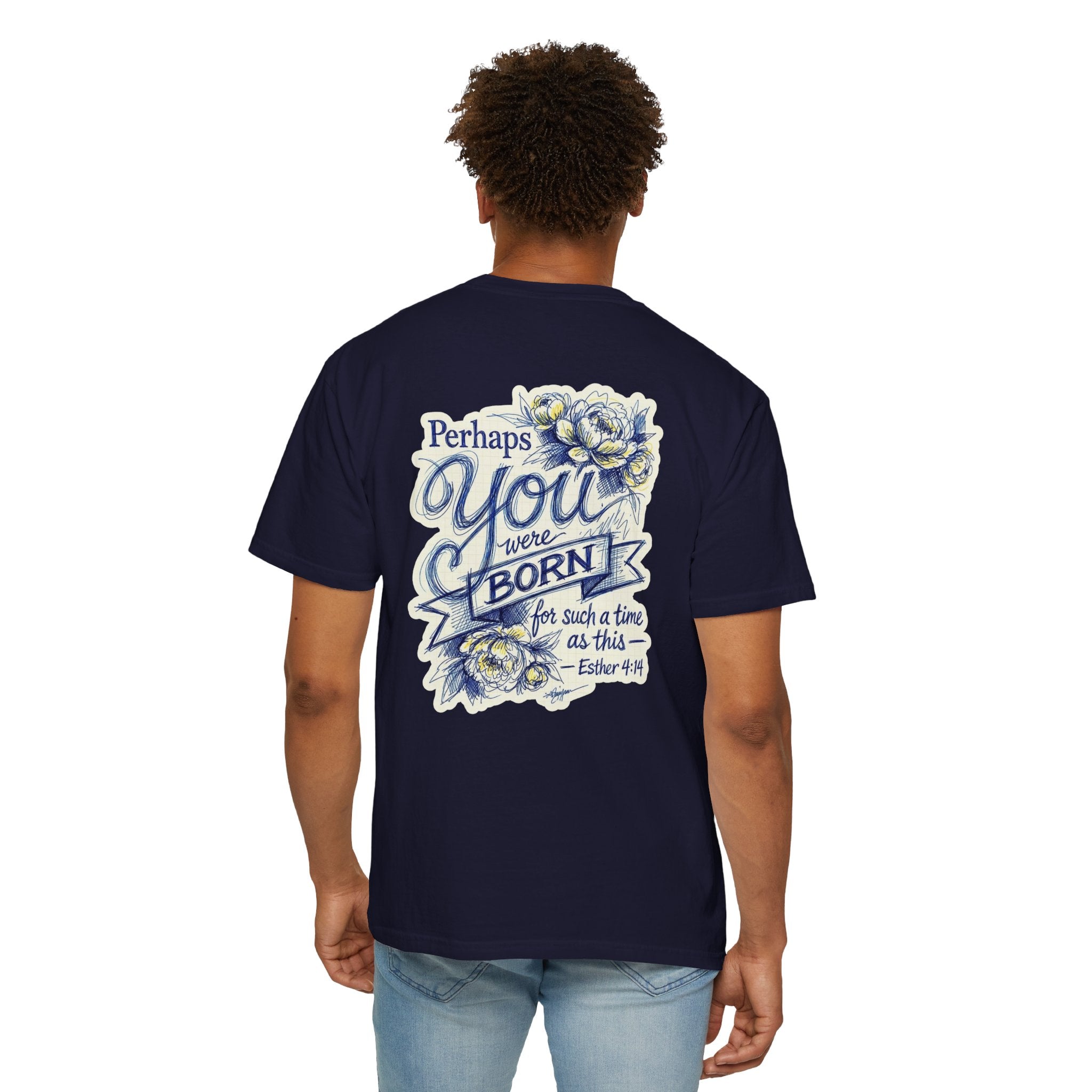 Religious T-Shirt - "Perhaps You Were Born for Such a Time as This" Christian Cross Tee