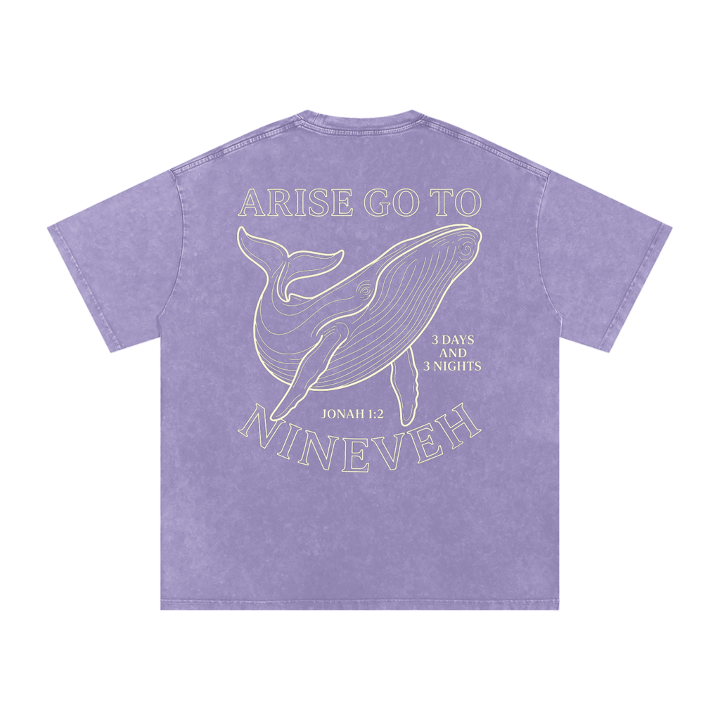 Whale Snow Washed Oversized Cotton T-Shirt