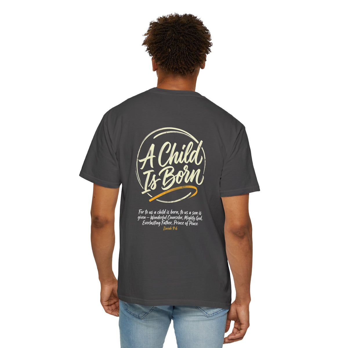 Christian Cross T-Shirt — “A Child Is Born” Scripture Graphic Tee