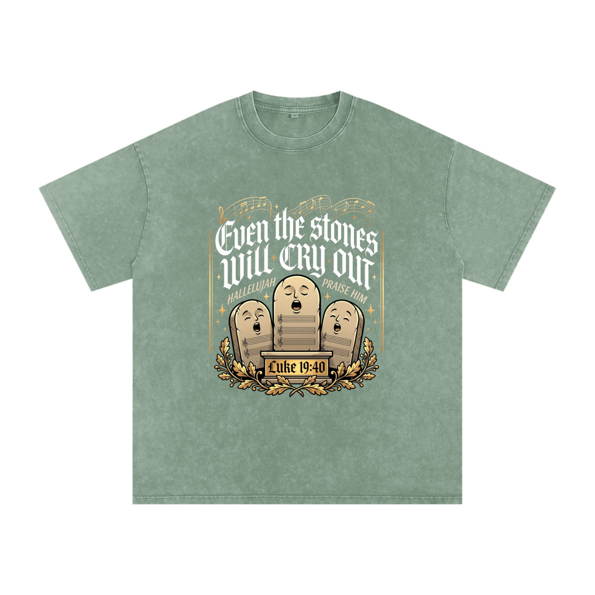 Stones Snow Washed Oversized Cotton T-Shirt