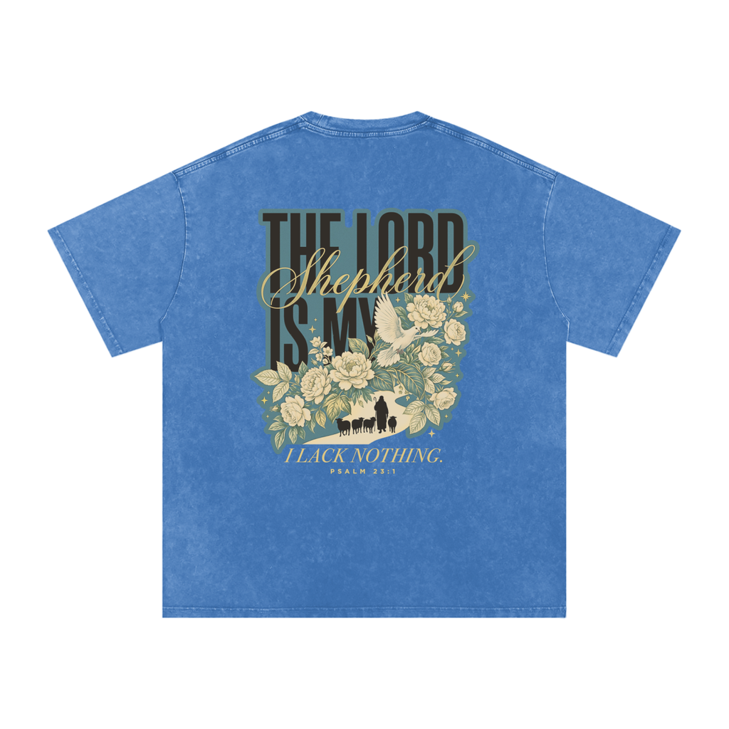 The Lord is my Shepherd Snow Washed Oversized Cotton T-Shirt