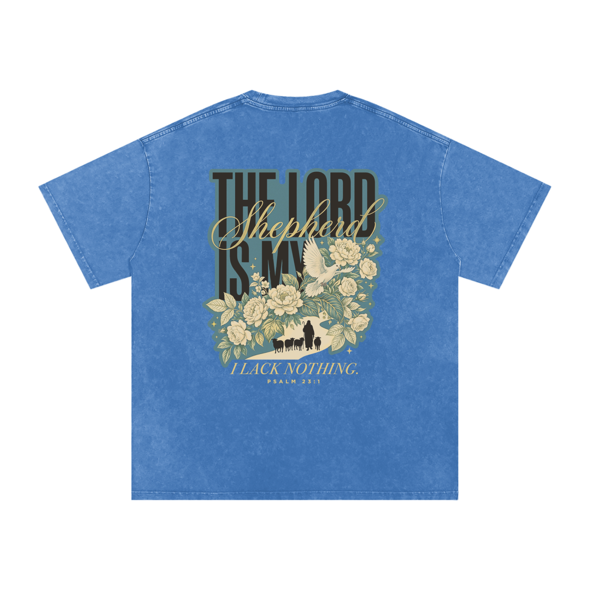 The Lord is my Shepherd Snow Washed Oversized Cotton T-Shirt